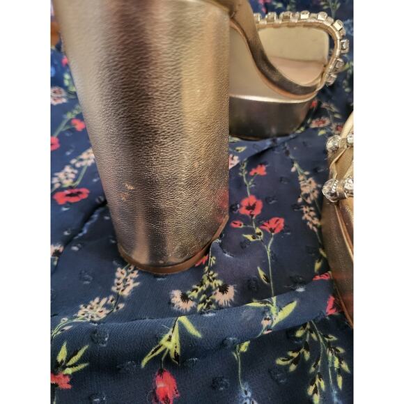 Sam Edelman Womens Ninette Platform Heel Gold Crystal Rhinestone GUC Size 5 READ - Picture 8 of 10